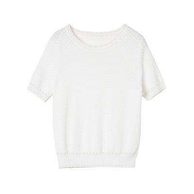 China Factory New Style Custom Anti-Shrink O-Neck Ladies Casual Short Sleeve Computer Knitted Tops for sale