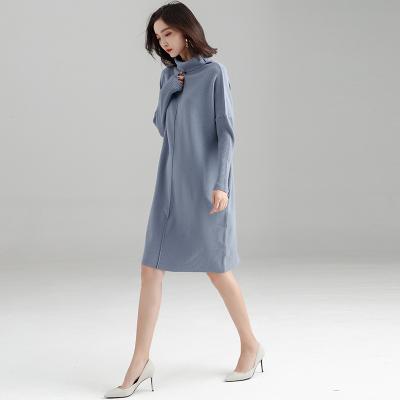 China Minimalism anti-static winter style French women's fashion dresses sweater dress knitting women knee-length loose dress for sale