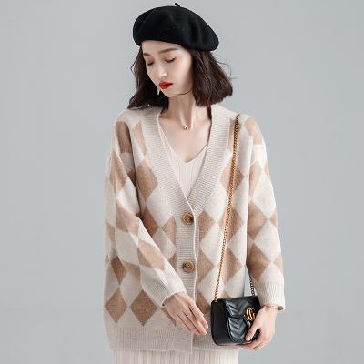 China Autumn and winter women's new anti-shrink loose squared knitted cardigan for sale