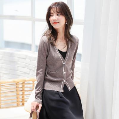 China V-Neck Sweater Pullover Anti-Shrink Short Casual Wool Knitted Cardigan Jacket Women for sale