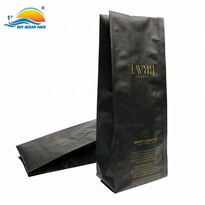 China Customized Black Coffee Bean Packaging Bags One Way Degassing Valve 500G Barrier 1KG Aluminum Foil for sale