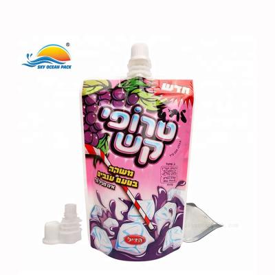 China Custom Tight Resealable Barrier Holder Up Pouch With Spout For Packing Grape Juice for sale