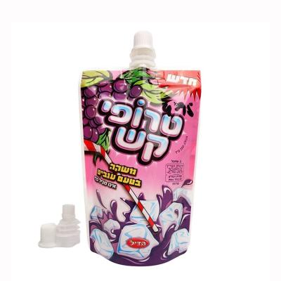 China Food Design Special Fruit Juice Pouches Spout Drinking Packaging For Mango/Strawberry/Orange Juice for sale