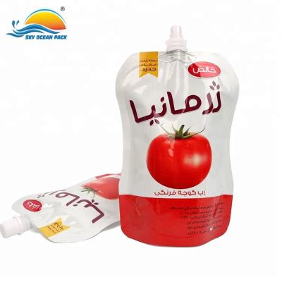 China Barrier - Hot Filling Tomato Sauce Stand Foil Spout Pouch Sauce Packaging Bag for sale