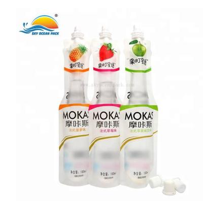 China Barrier Makers Reusable Soft Drinking Bottle Shaped Water Juice Plastic Nozzle Spout Pouches for sale