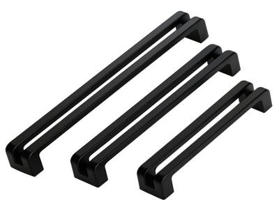 China Matter Black Kitchen Cabinet Handles  American Hollow Design Zinc Drawer pulls 160mm  Chrome Drawer Pulls for sale