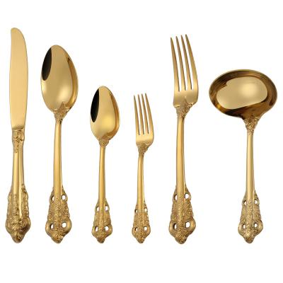 China Loyal Luxury Knife Fork Spoon Flatware Stainless Steel Cutlery Sets Viable Gold for sale