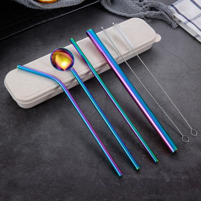 China Customized Colorful Reusable Metal Sustainable Stainless Steel Straw Set With Case for sale