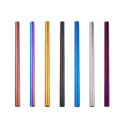 China 304 Viable Reusable Metal Stainless Steel Straw Set 215*12mm Slant Straw Overseas Travel Incisions Portable Drinking Straw Set for sale