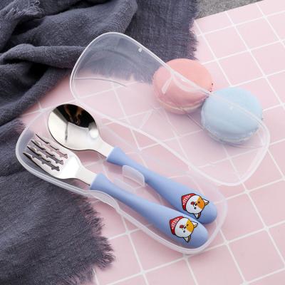 China Viable 304 Stainless Steel Child Fork Spoon Kids Cartoon Design Dinnerware Set for sale