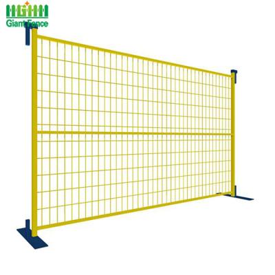 China Easily Assembled Exterior Canada Metal Construction PVC Yellow Panel Used Temporary Fencing Hot Selling for sale