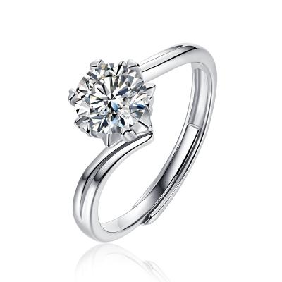 China CLASSIC Sliver 18K Plate 1ct S925 Moissanite Adjustable Rings with GRA Certified for Escrow for sale