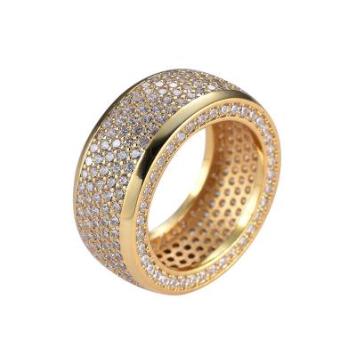 China Hiphop Fashion Jewelry Rings Full Zircon Hiphop Ring 14k Gold Plated Cuban Mens Ring for sale