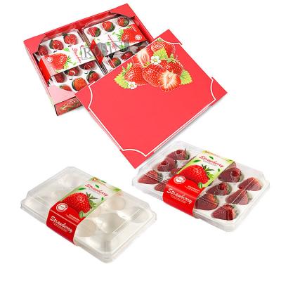 China Strawberry Disposable Fruit Salad Containers Transparent PET With Inner Tray for sale