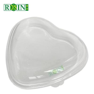 China Recipiente de frutas descartável em PET personalizado em forma de coração com base preta e tampa transparente à venda