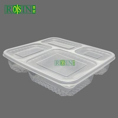 China 4 Compartimento Container de alimentos para viagem à mão Transparente PP Fast Food Proof Leak à venda