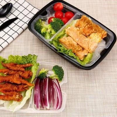 China Disposable Plastic Meal Prep Containers Rectangular With Inner Tray for sale