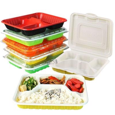 China 5 Compartment Plastic Takeaway Container Hinged Clamshell Lightweight for sale