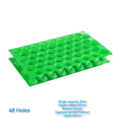 China custom 48 cell green PP plastic germination tray round planting seedling grow paddy tray for sale