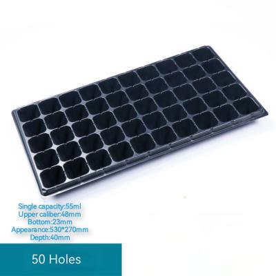 China 50 Cells Nursery Seedling Tray Black Hydroponics Seed Sprouting Tray for sale