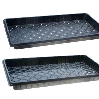 China Black Hard Rectangular Flat Grow Trays Greenhouse Seed Starter Tray With Holes for sale