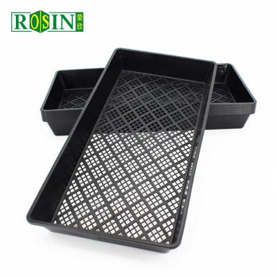 China Black Plastic Nursery Seedling Tray PP Rectangular Flat Bottomed For Sprouts for sale