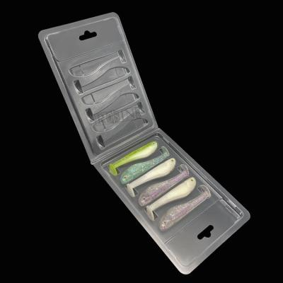 China 6 Cavity Disposable PVC Custom Fishing Lure Packaging Hinge Clamshell for sale