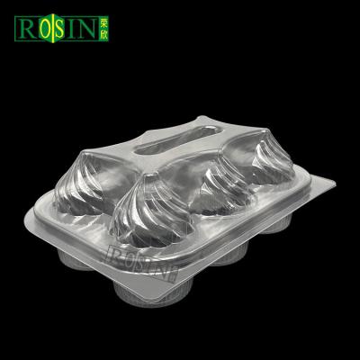 China 6 Count Disposable Clear Hinged Cupcake Containers High Transparency for sale