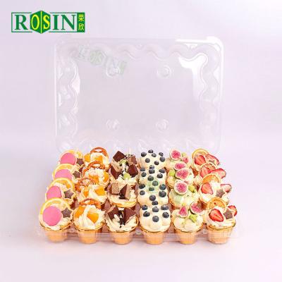 China 24 gaten heldere plastic cupcake containers Draagbaar voor muffins Cupcakes Te koop