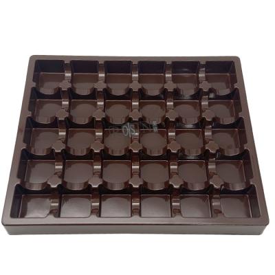 China Brown Plastic Chocolate Packaging 30 Cavity Chocolate Blister Tray Disposable for sale