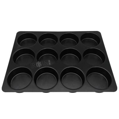 China Round Black Plastic Chocolate Packaging Vacuum 12 Cavity Plastic Chocolate Tray for sale