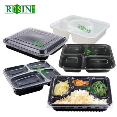 China Disposable Plastic Takeaway Containers Customized With 4 Compartments for sale