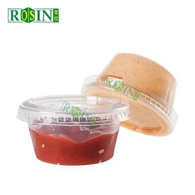 China 1 oz de plástico transparente recipiente de comida para levar recipiente de chá de molho descartável com tampa à venda