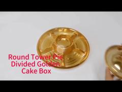 Customized gold 2 layer PET cake tower with transparent lid