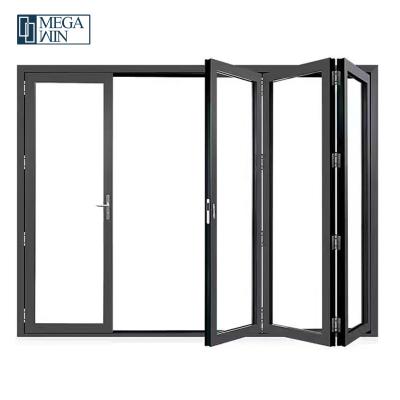 China American Garden House Patio Bifold Doors Modern Minimalist Sound Insulation Bi Fold Modern Narrow Double Glazed Sliding Aluminum Folding Door for sale