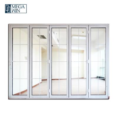 China Popular Contemporary White Aluminum Modern Style French Patio Color Thermal Insulation Design Exterior Bifold Doors for sale