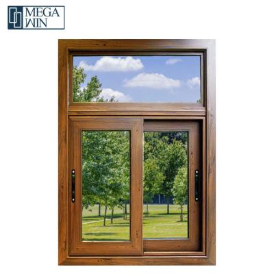 China Magnetic Aluminum Thermal Cut Screen America Texas Design Wood Grained Color Glass Sliding Windows Double Glazed Window for sale