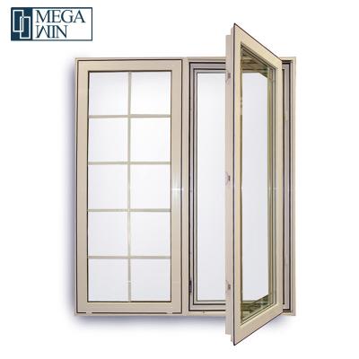 China Australia As2047 As2208 Magnetic Standard French Design Style Aluminum Screen Casement Window Champagne Golden Double Glazed Grills for sale