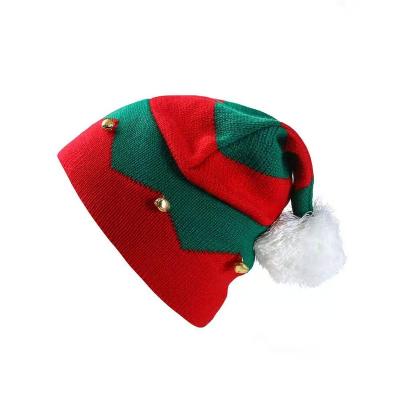 China COMMON Christmas Children 1-6 Years Striped With Fur Ball Cloche Woolen Hat Halloween Gift Creative Wool Knitting Hat for sale