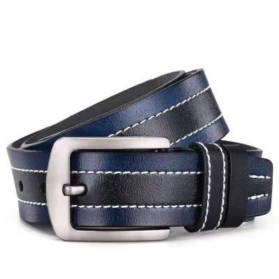 China Wholesale Men's Retro Pin Buckle Popular Polyester Belt Men's Two-Layer Soft Leather Belt for sale