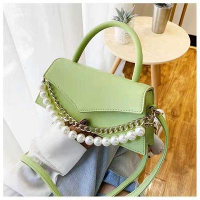 China The other Korean simple fashionable trapezoidal pearl chain handbag shoulder messenger bag new one for sale