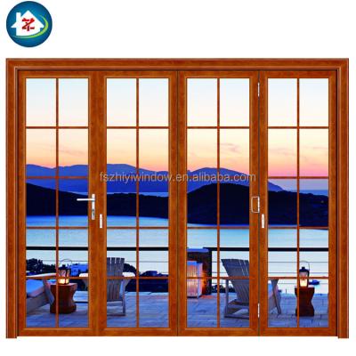 China Graphic Design Color Aluminum Glass Folding Door Grill Customized Wooden Design For Sale for sale