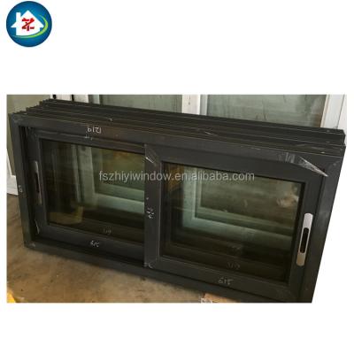 China Sliding Black Aluminum Double Glazed Sliding Window Hurricane Impact Windows for sale