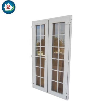 China Graphic Design PVC Hurricane Proof Factory Price Swing Balcony French Entry Door for sale