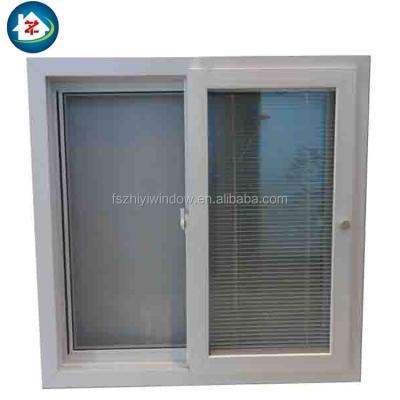 China Sliding Window UPVC Wholesale PVC Double Windows With Blinds Inside Glass for sale