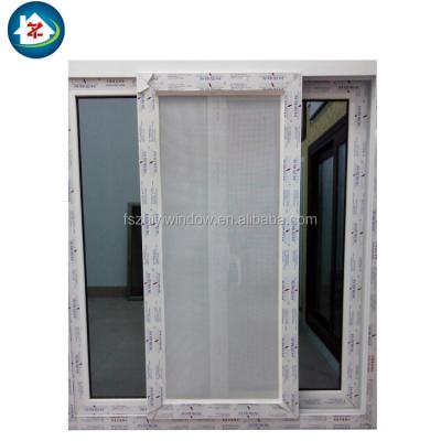 China Foshan UPVC Windows Sliding PVC Window Price List With Mosquito Net And Roller Shutter for sale