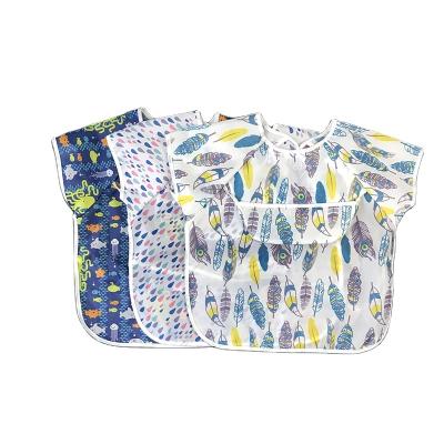 China Infant Baby Sustainable Waterproof Drool Bib Short Sleeves Bandana Kids Feeding Bibs Apron for sale