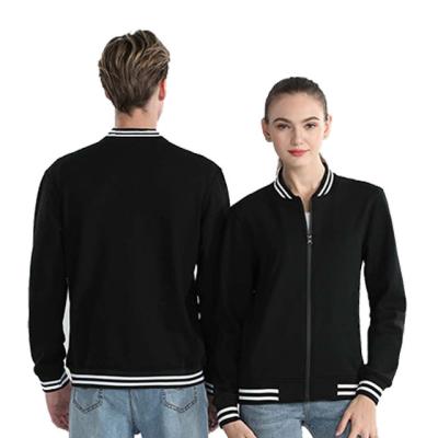 China Factory Price Black 100% Cotton QUICK DRY Exterior And 100% Polyester Inside Baseball Jacket for sale