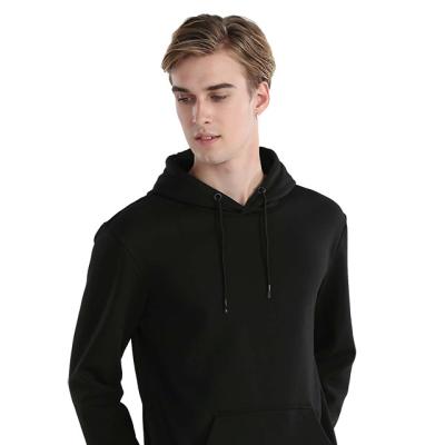 China Anti-wrinkle black outer 100% cotton and inner 100% polyester plus size men's hoodies and sweatshirts for sale