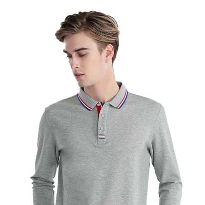 China Factory Supply Anti-wrinkle Long Sleeved Colored Polo Shirt Gray Polo Shirt for sale